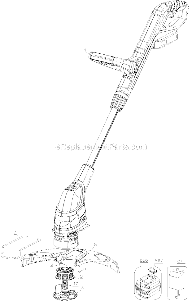 Black and Decker NST2118 Type 1 18V String Trimmer Page A Diagram